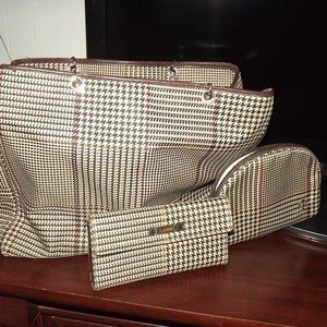 Ralph Lauren Brown and Tan Tote Set with Timeless Design. Good used condition